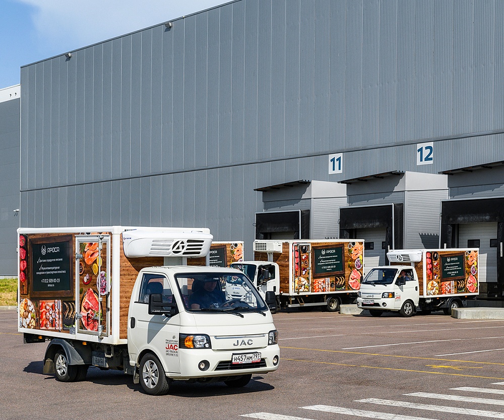 50 000 м² of warehouse space and more than 100 delivery vehicles