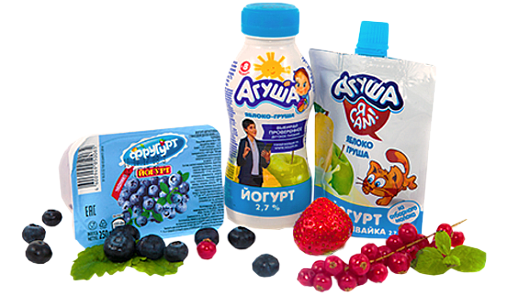 АРОСА - купить йогурт 2,7% (банан / малина-земляника) оптом для ресторанов и кафе HoReCa